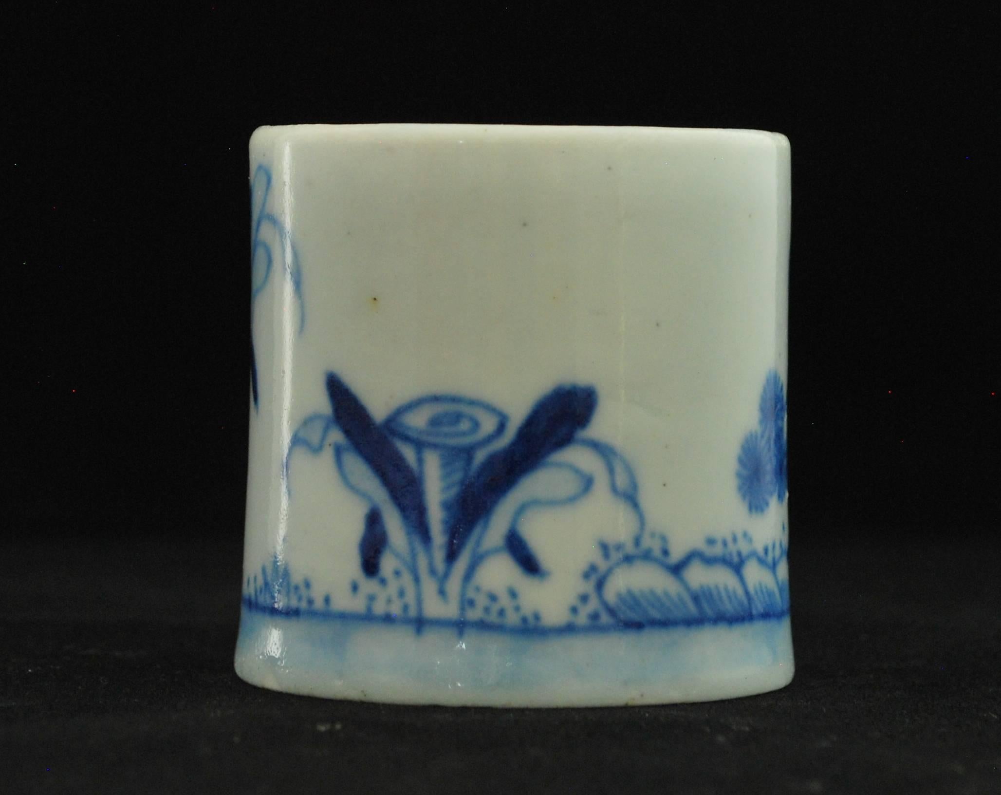 Chinoiseries Canne à café, bleue et blanche «anana Trees », porcelaine à nœud, vers 1753 en vente