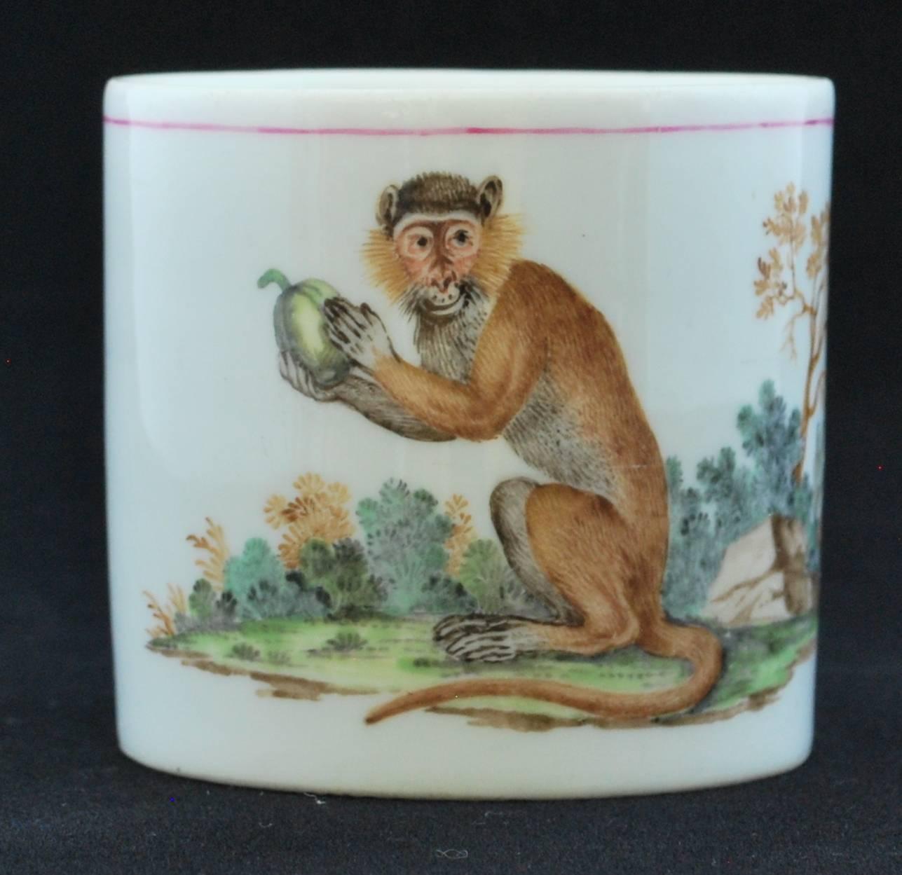 18th Century Coffee Can, Monkey and Ape, Nymphenburg, circa 1790