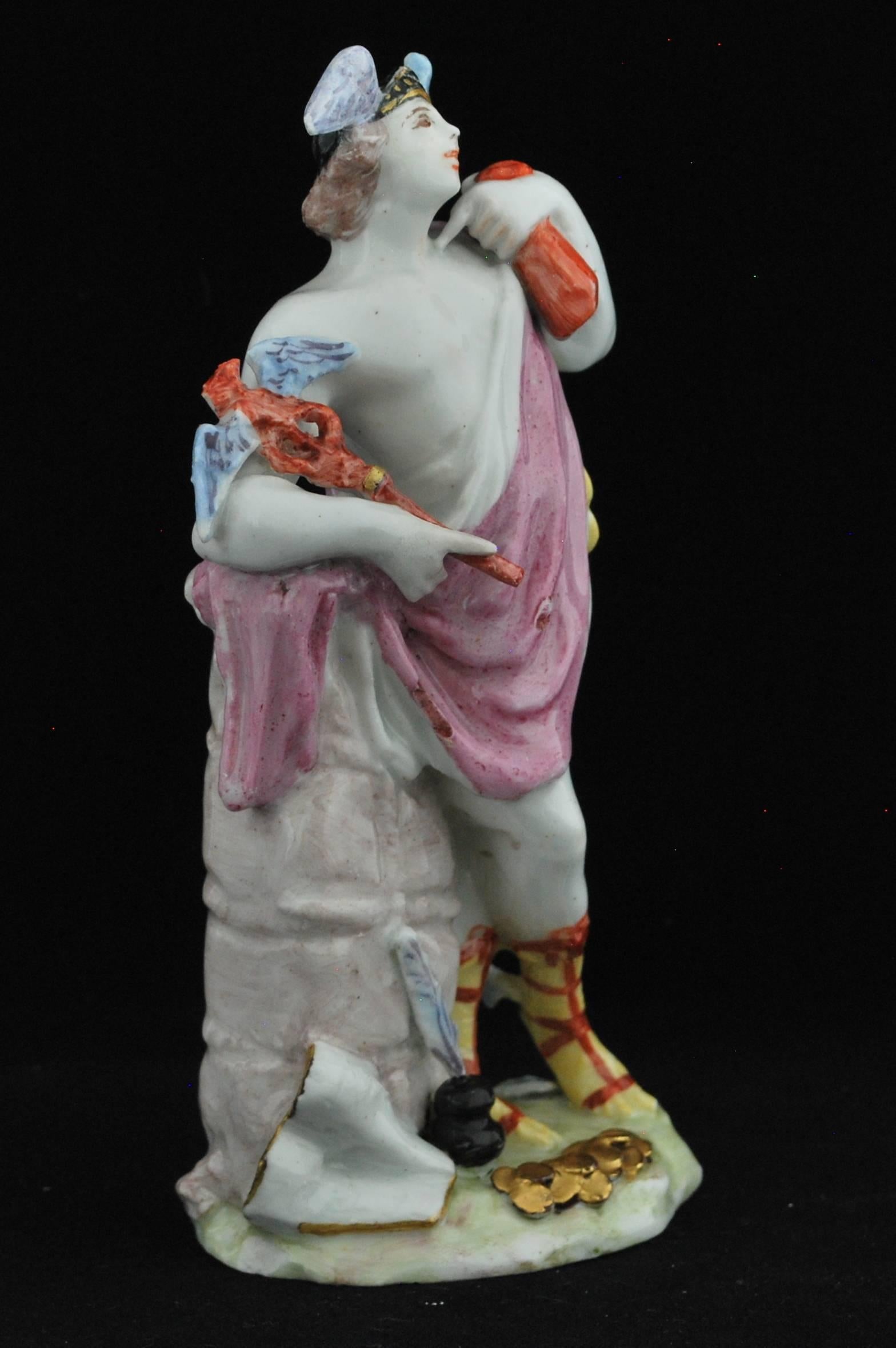 Neoclassical Figure, Mercury, Bow Porcelain, circa 1748 For Sale