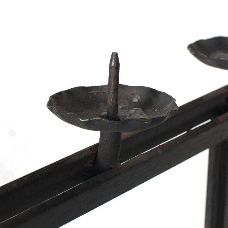 Mid-Century Modern Wrought Iron, Cross Candelabra  For Sale