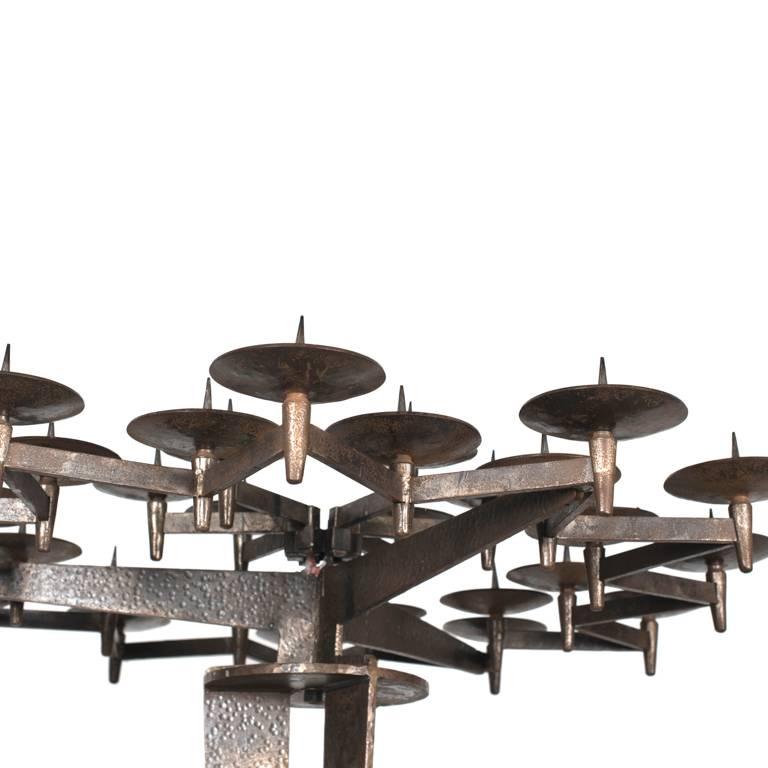 Impressive Pair of Wrought Iron Church Candelabra's In Excellent Condition In Achterveld, NL