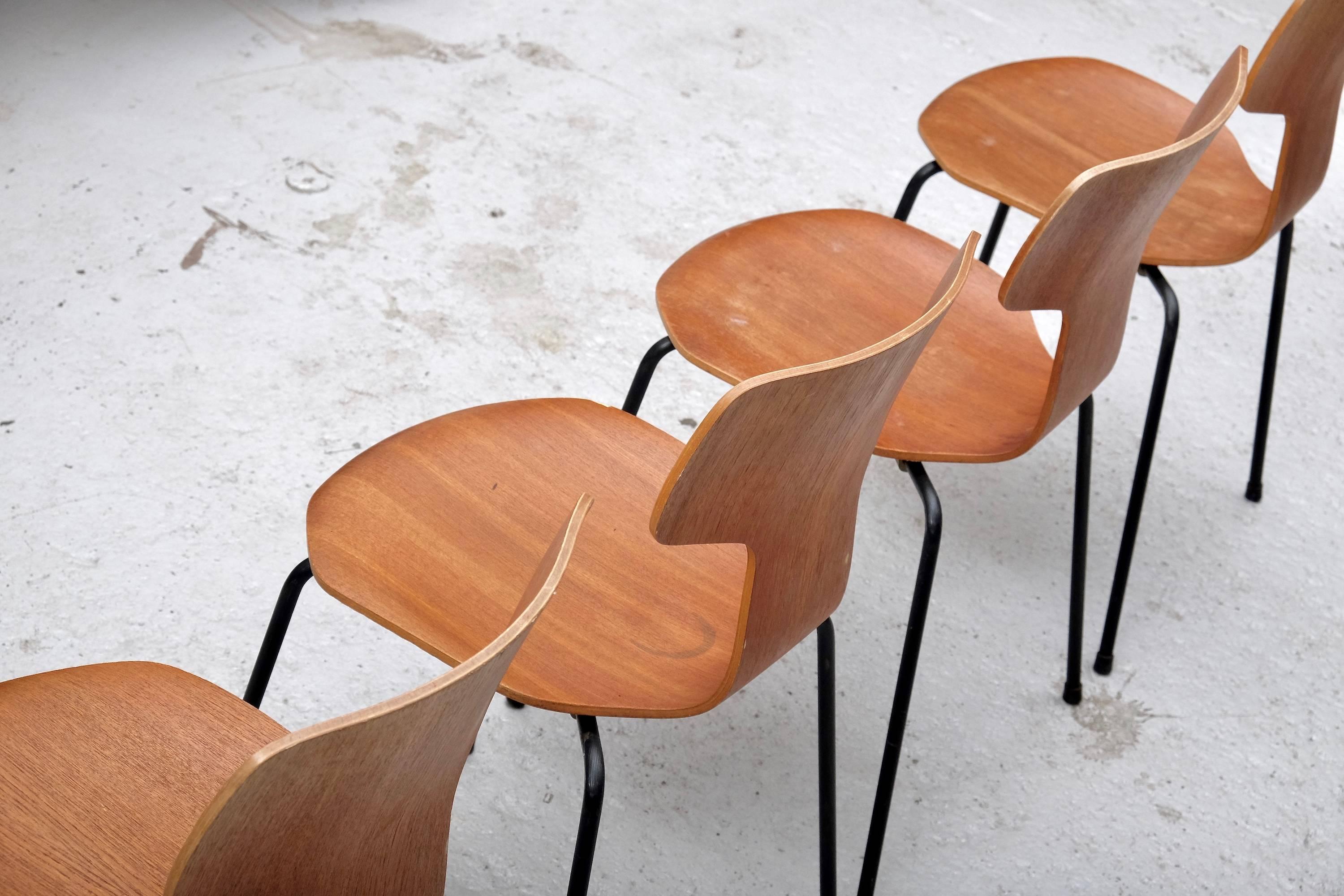 Mid-20th Century Model 3103 Teak Hammer Chairs by Arne Jacobsen for Fritz Hansen, 1960s