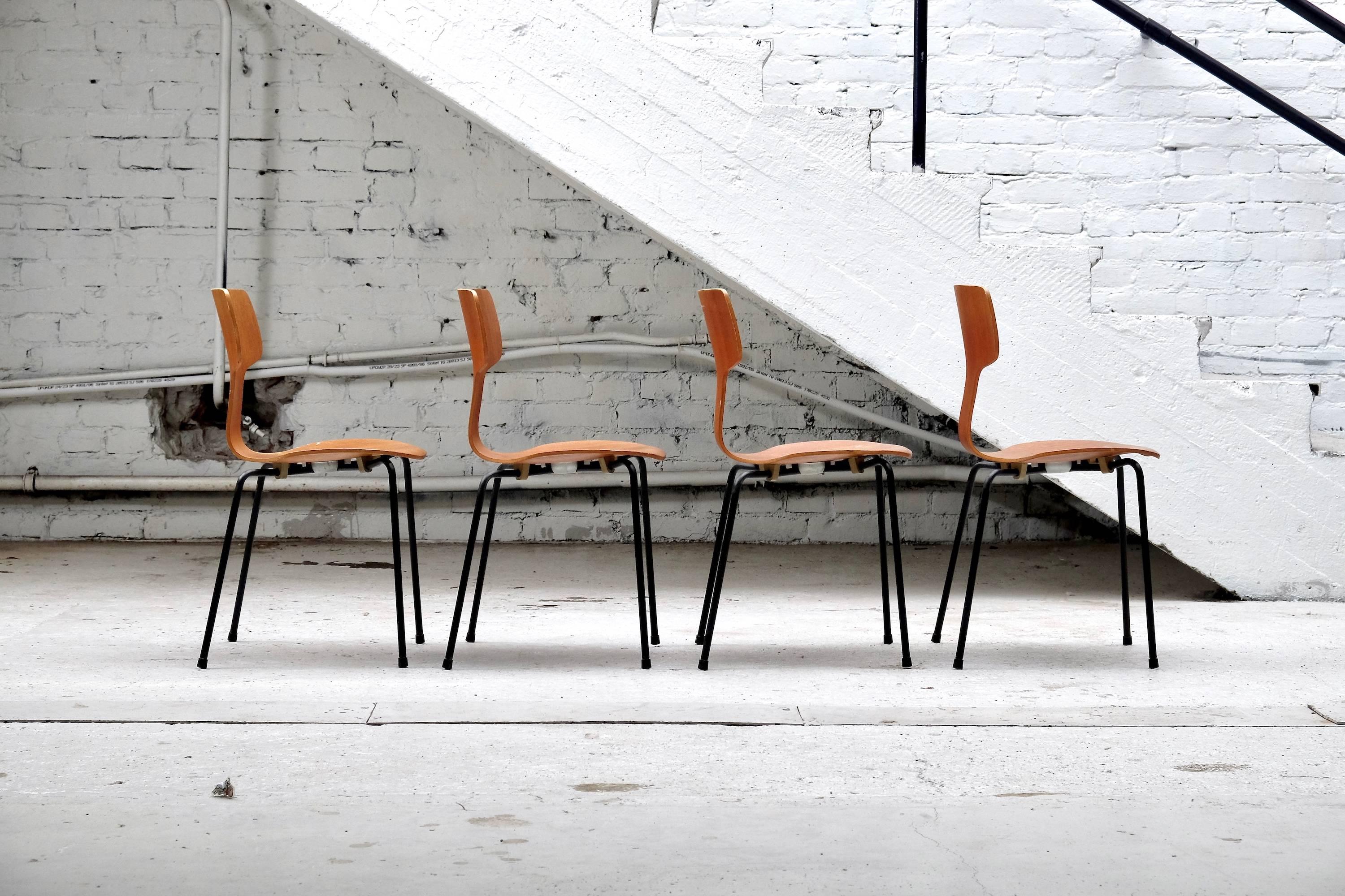 Mid-Century Modern Model 3103 Teak Hammer Chairs by Arne Jacobsen for Fritz Hansen, 1960s