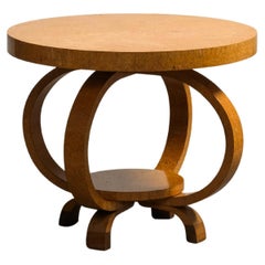 Finnish Art Deco Round Burlwood Coffee Table, 1930s