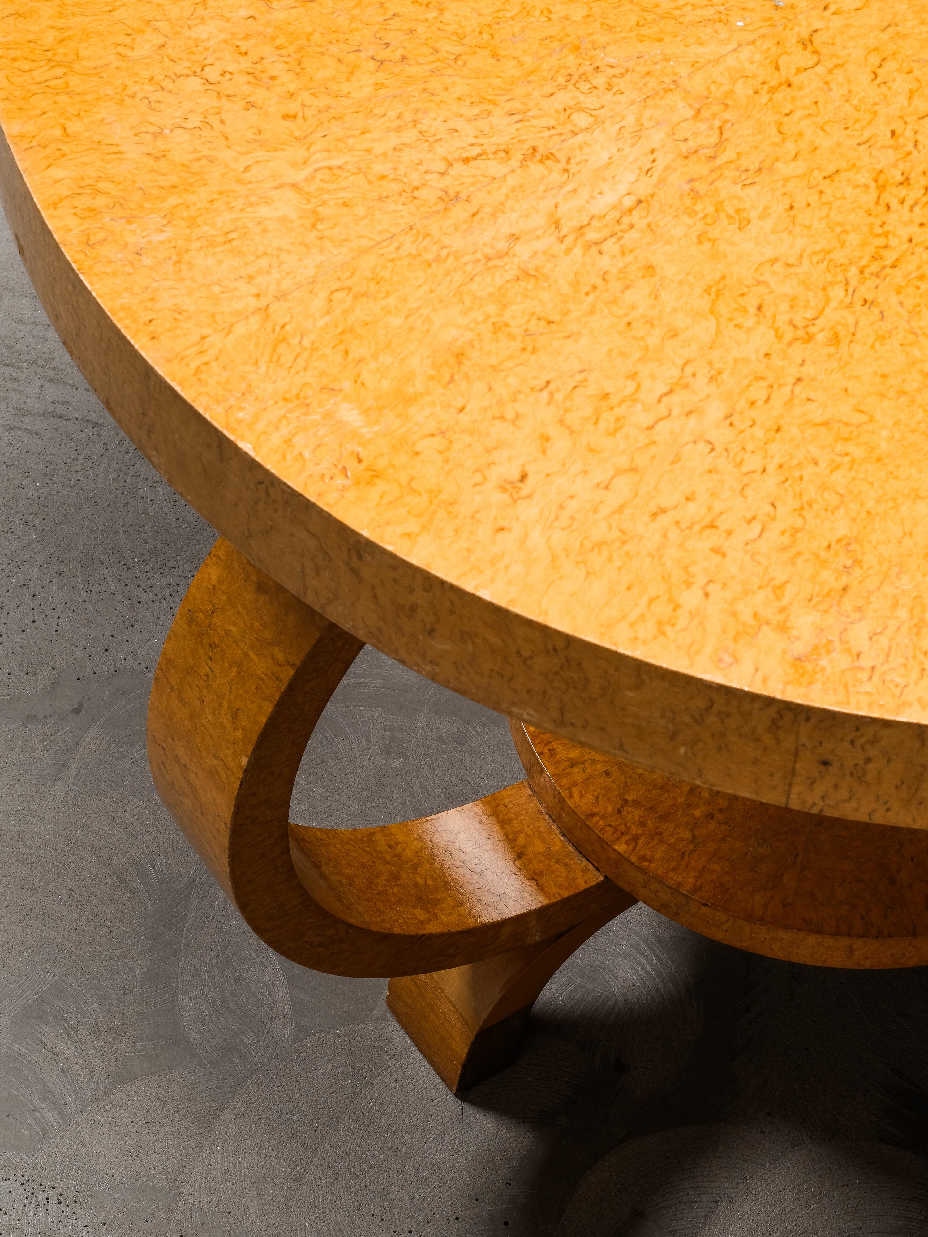 Finnish Art Deco Round Burlwood Coffee Table, 1930s For Sale 2