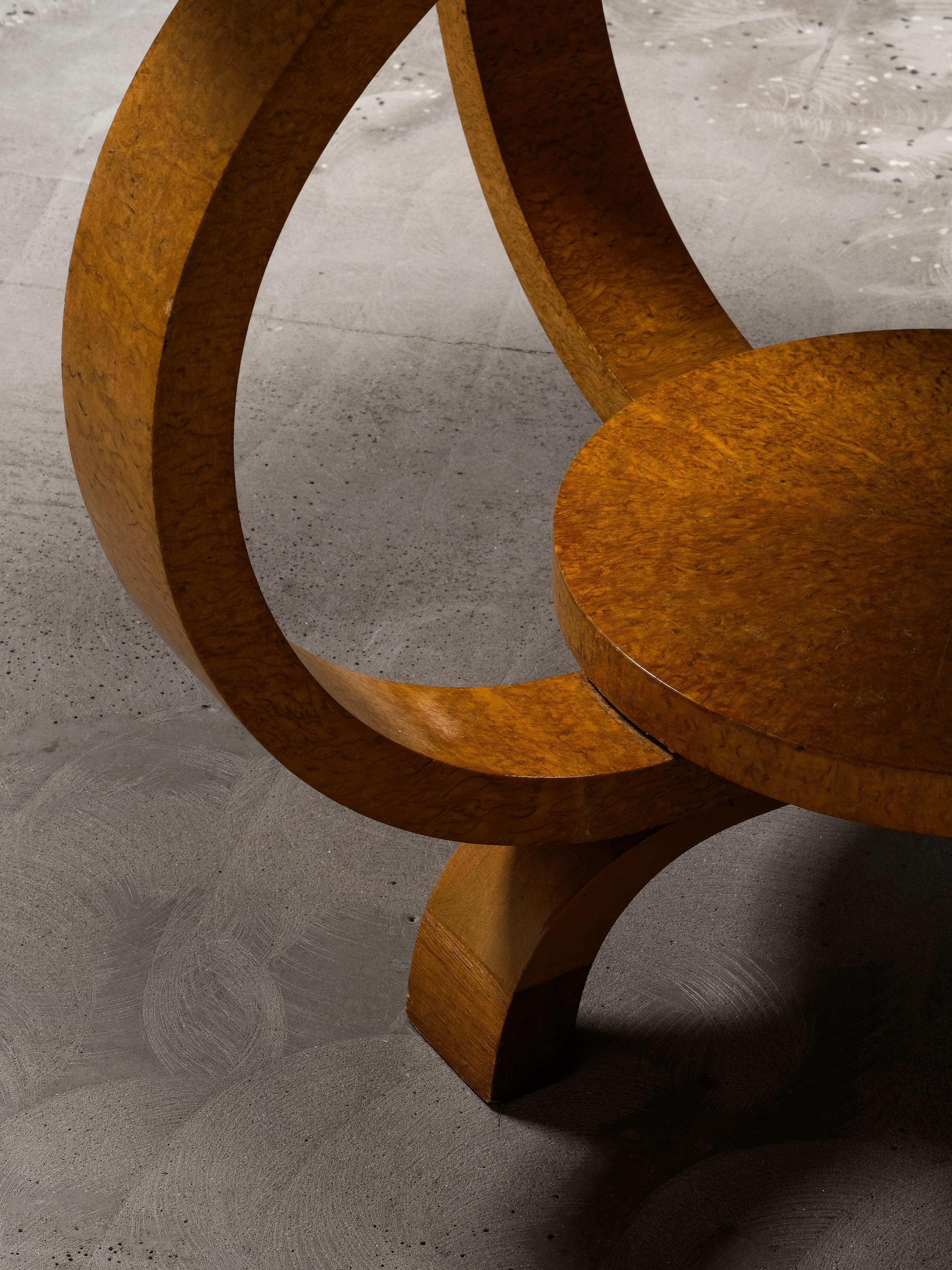 Finnish Art Deco Round Burlwood Coffee Table, 1930s For Sale 4