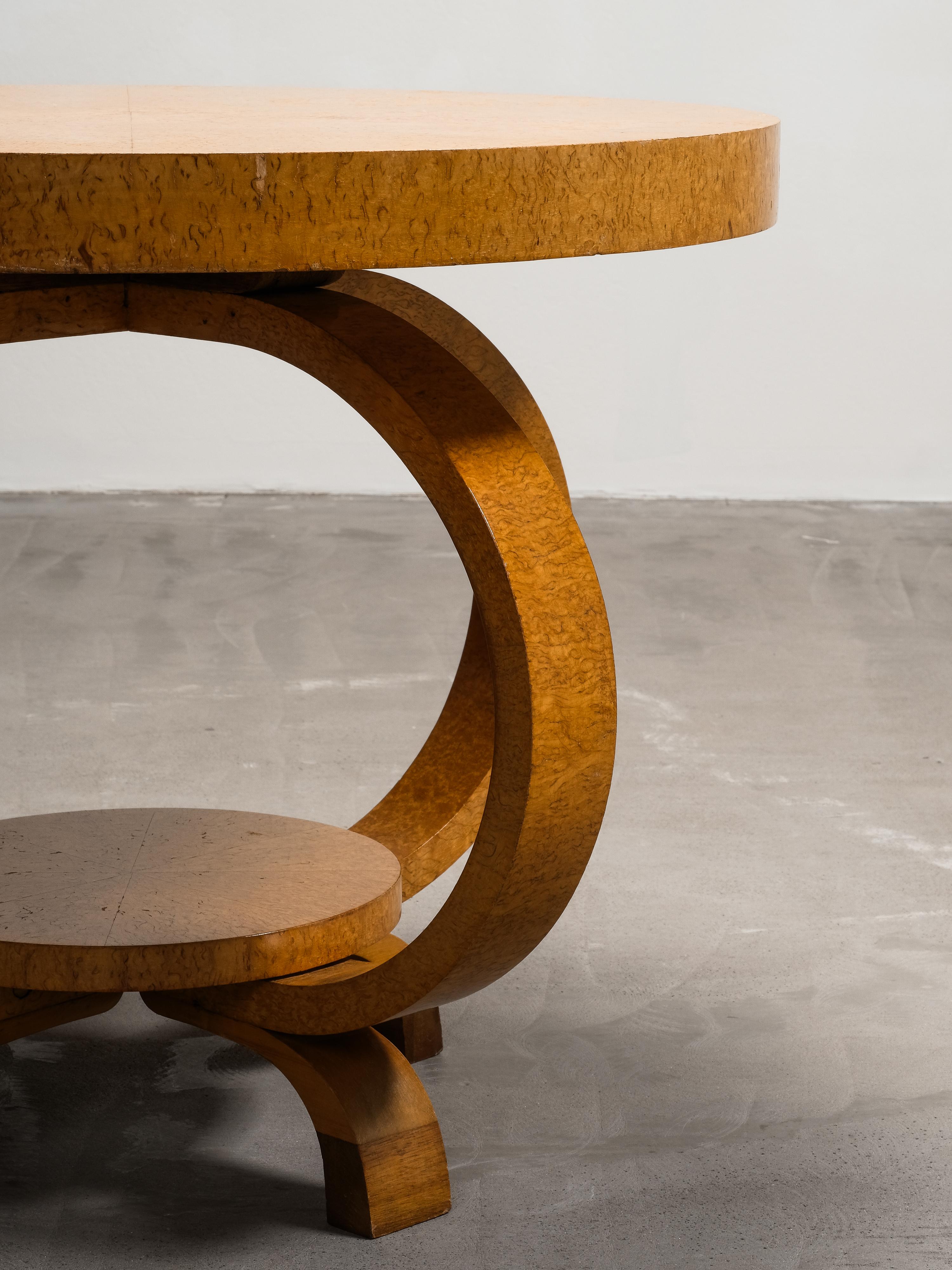 Finnish Art Deco Round Burlwood Coffee Table, 1930s For Sale 5