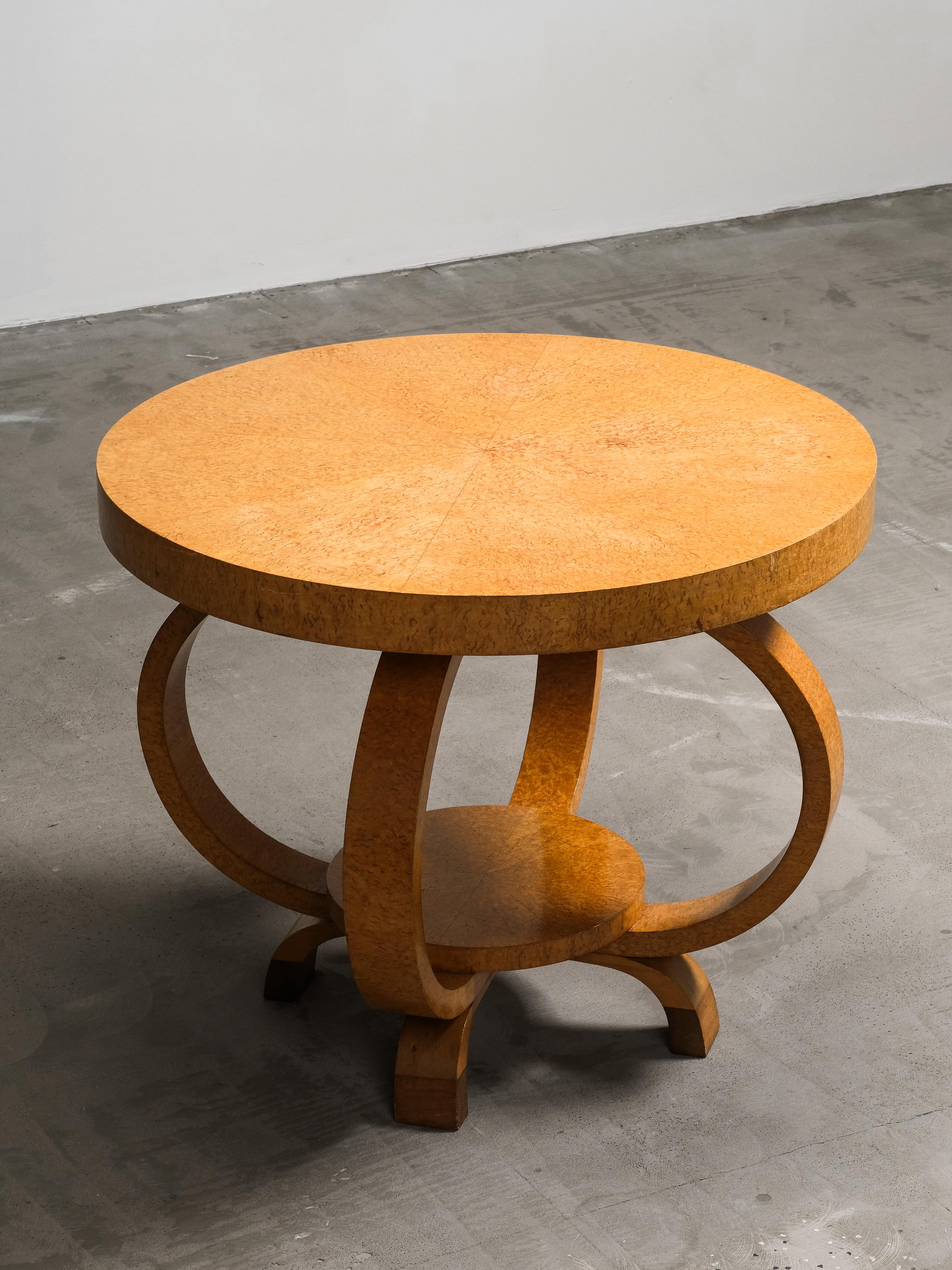 Finnish Art Deco Round Burlwood Coffee Table, 1930s For Sale 8