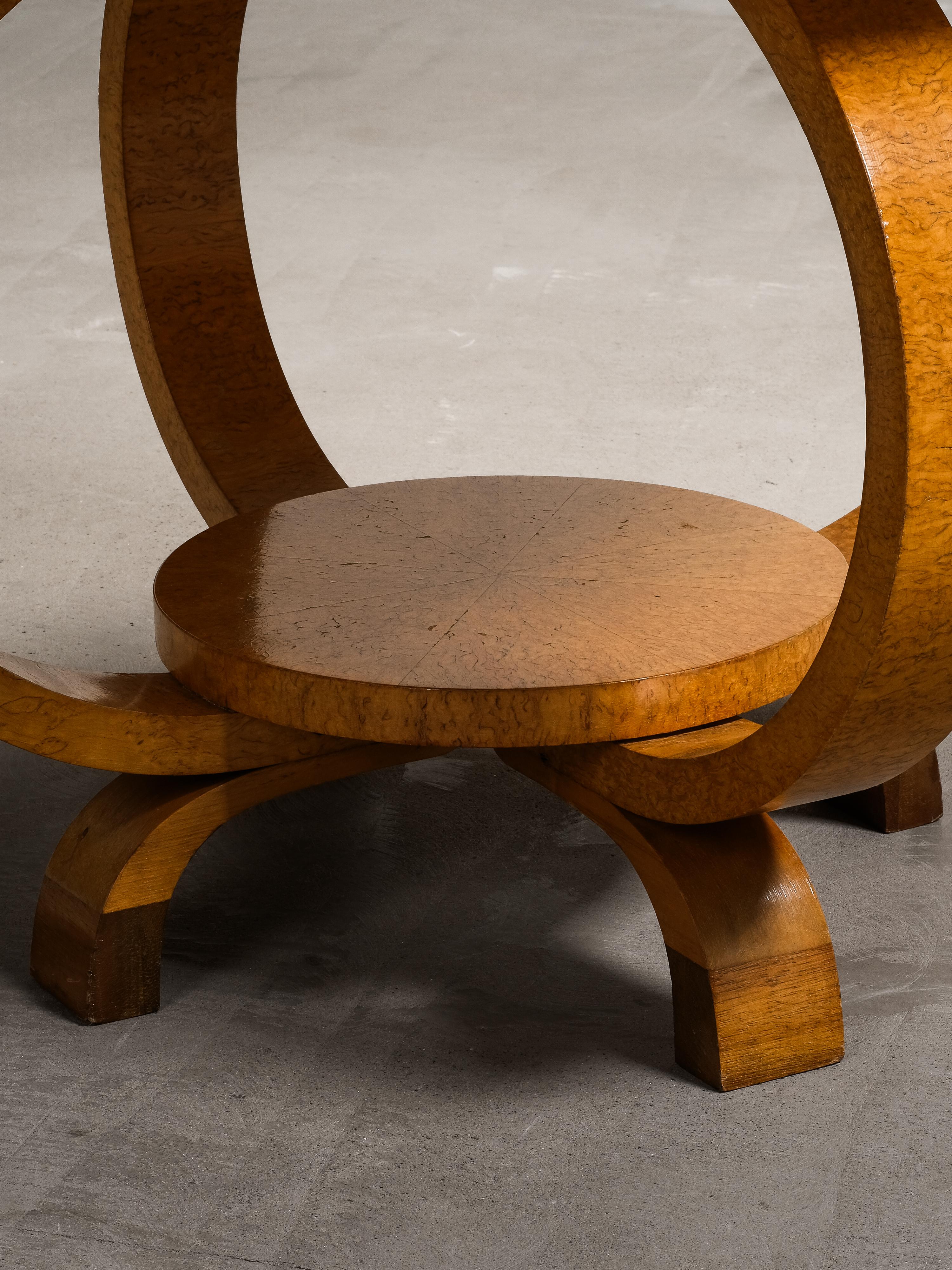 Finnish Art Deco Round Burlwood Coffee Table, 1930s For Sale 6