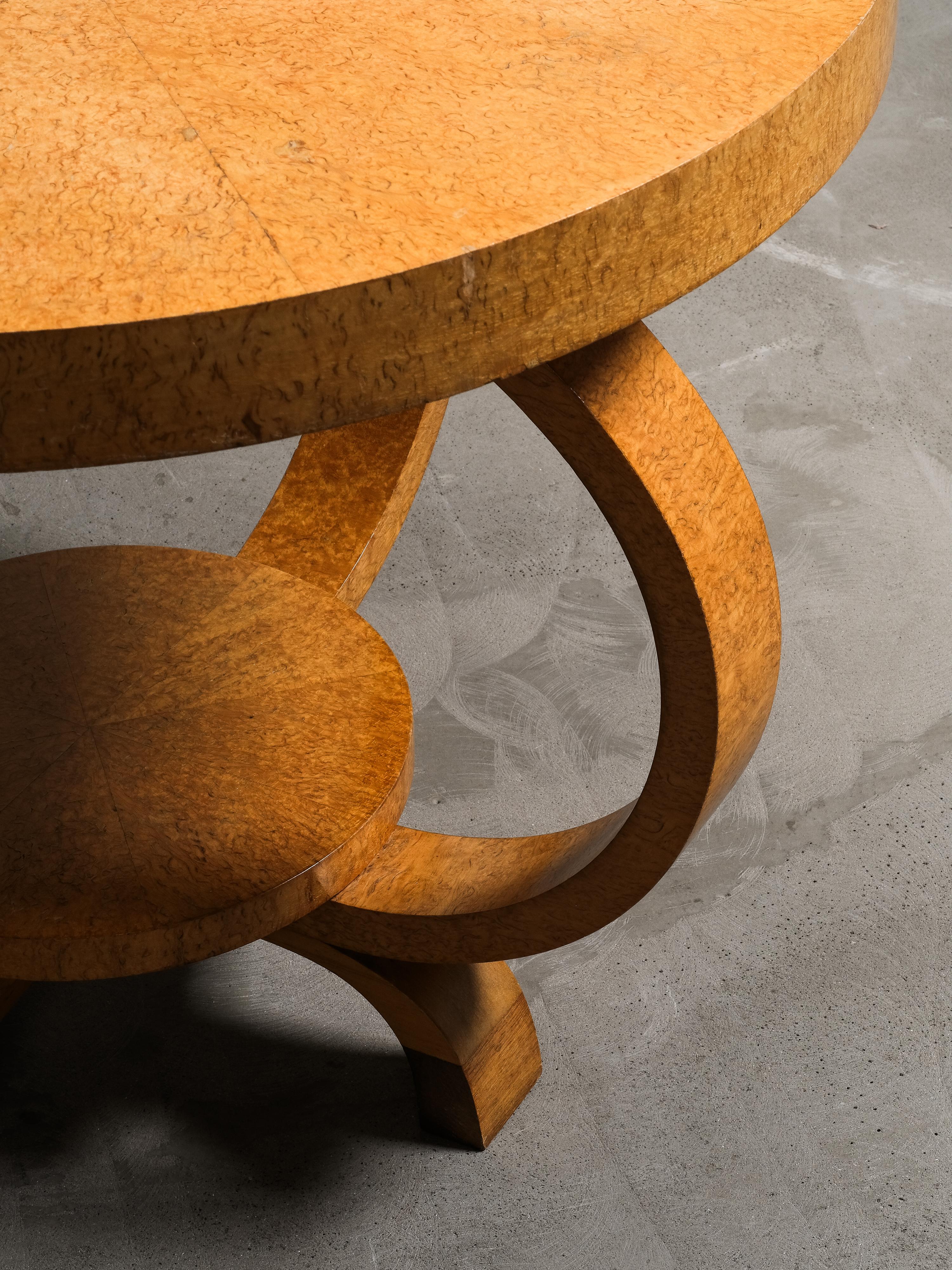 Finnish Art Deco Round Burlwood Coffee Table, 1930s For Sale 9