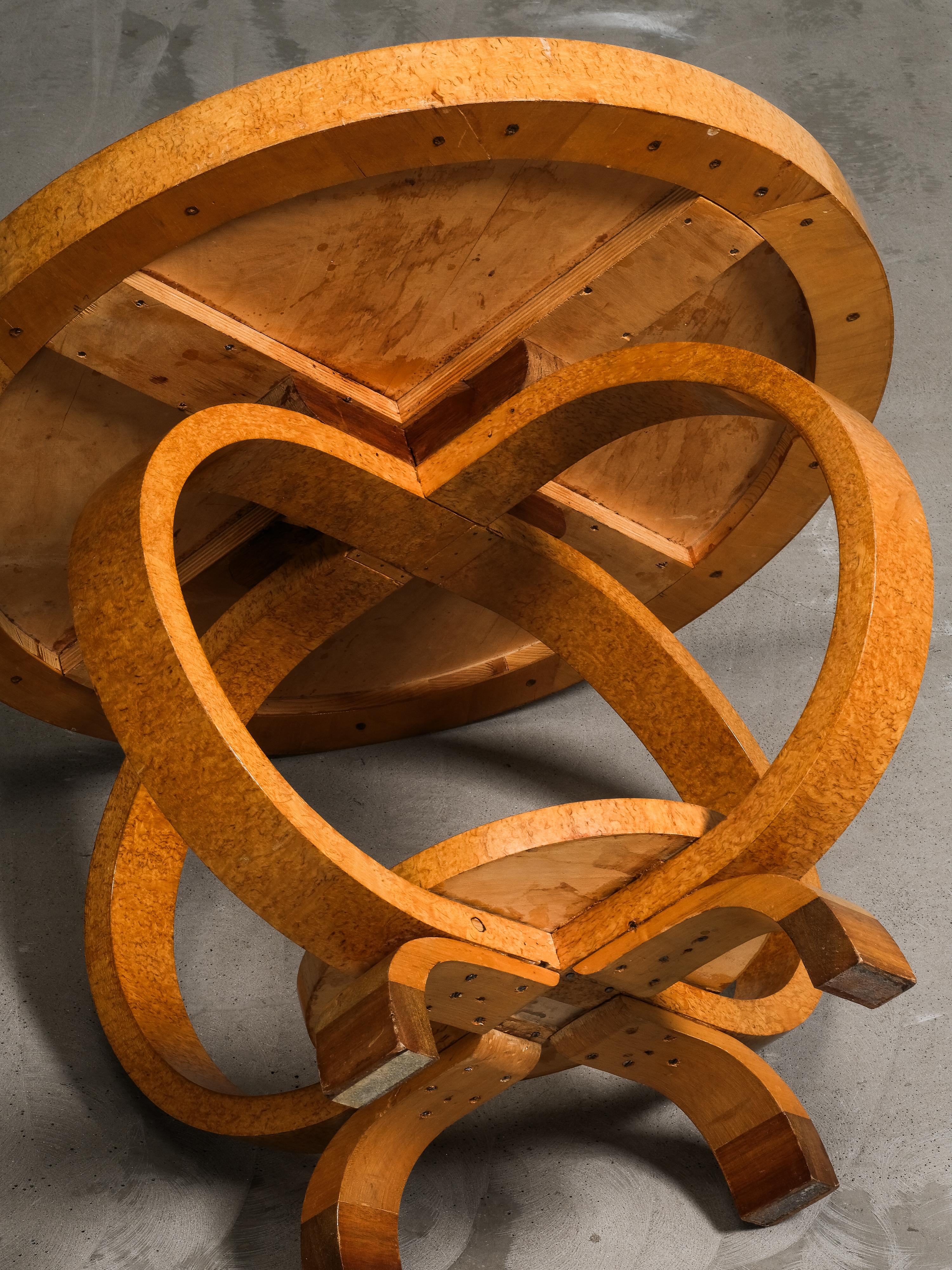Finnish Art Deco Round Burlwood Coffee Table, 1930s For Sale 12