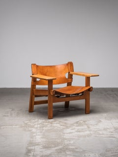 Oak & Cognac Leather ‘Spanish Chair’ Model 2226 by Børge Mogensen, 1960s