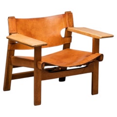 Oak & Cognac Leather ‘Spanish Chair’ Model 2226 by Børge Mogensen, 1960s