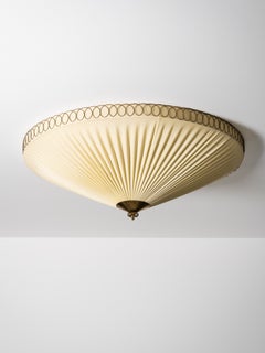 Large Brass and Synthetic Textile Flush Mount by Idman, Finland, 1950s