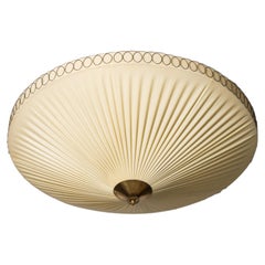 Large Brass and Synthetic Textile Flush Mount by Idman, Finland, 1950s