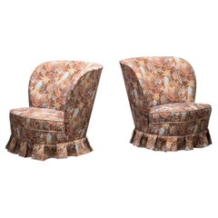Pair of Carl-Johan Boman Easy Chairs in Floral Fabric, Finland, 1940s