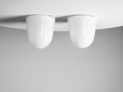 Pair of Paavo Tynell ’80112-25’ Milk Glass Ceiling Lights, Idman, Finland, 1950s