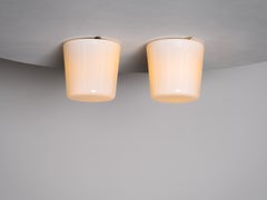 Pair of Paavo Tynell ’80119’ Milk Glass Ceiling Lights, Idman, Finland, 1950s