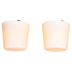 Pair of Paavo Tynell ’80119’ Milk Glass Ceiling Lights, Idman, Finland, 1950s