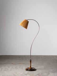Geschwungene Stehlampe aus Birkenholz und Metall, Modell G-50, von Lindström, Finnland, 1950er Jahre