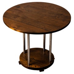 Mesa finlandesa de estilo funcionalista, de abedul teñido y metal, década de 1930