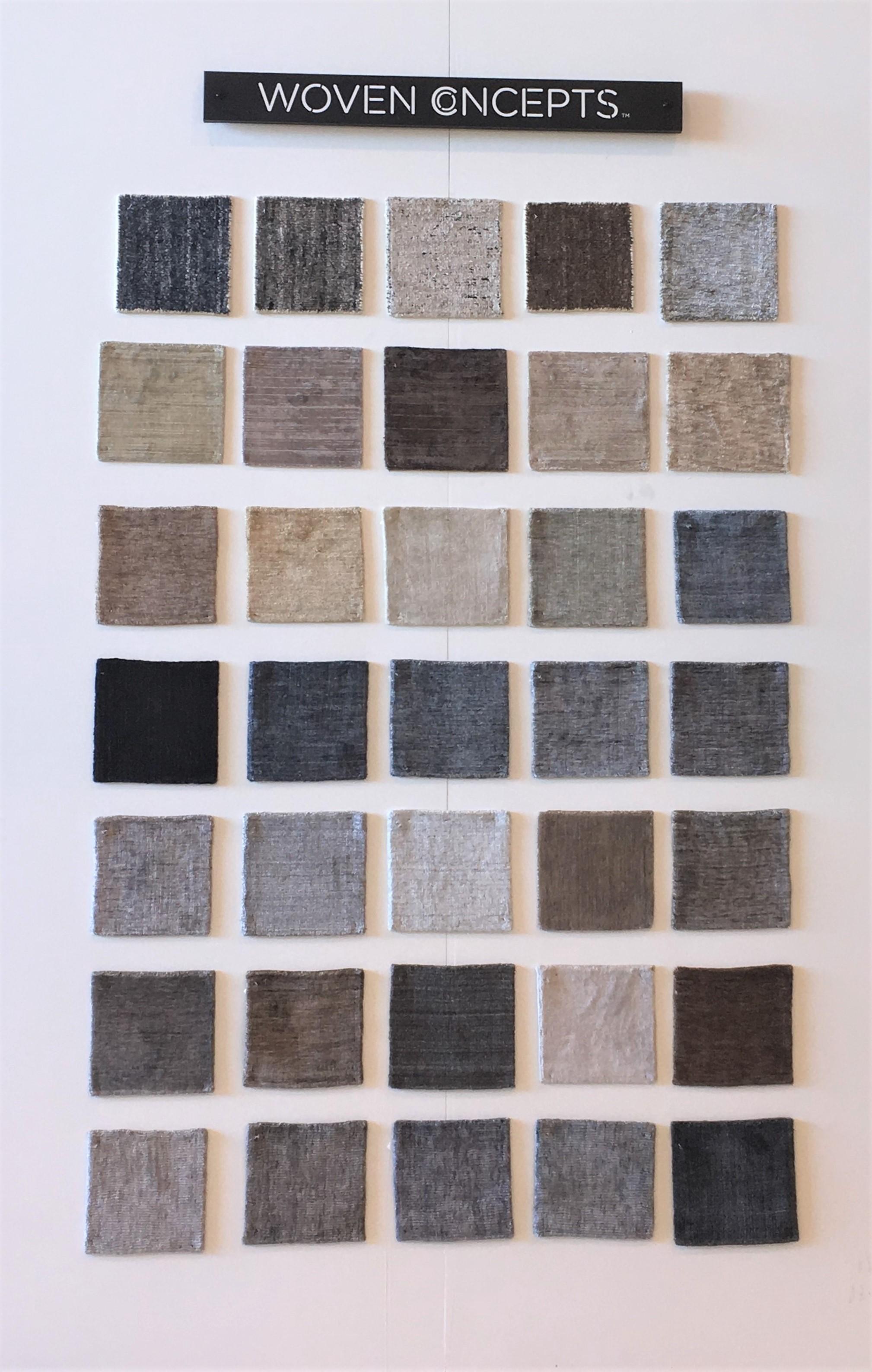 Modernistischer handgewebter Teppich aus Bambusseide in Creme, Elfenbein, Silber, Opal und Neutral  im Angebot 1