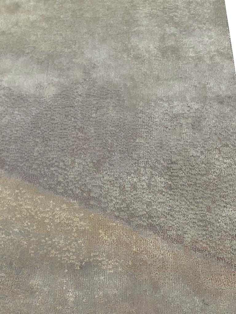 Handgeknüpfter Teppich aus Wolle und Seide mit modernem Farbblock in Rosa, Lila und Blau  im Angebot 6