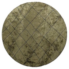 Moderner runder 7'10" Teppich mit Berbermuster in Olivgrün aus Viskose Chenille
