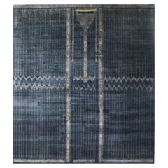 Purple Plum Art Deco Natural Silk Hand Knotted Oversize Square Area Rug