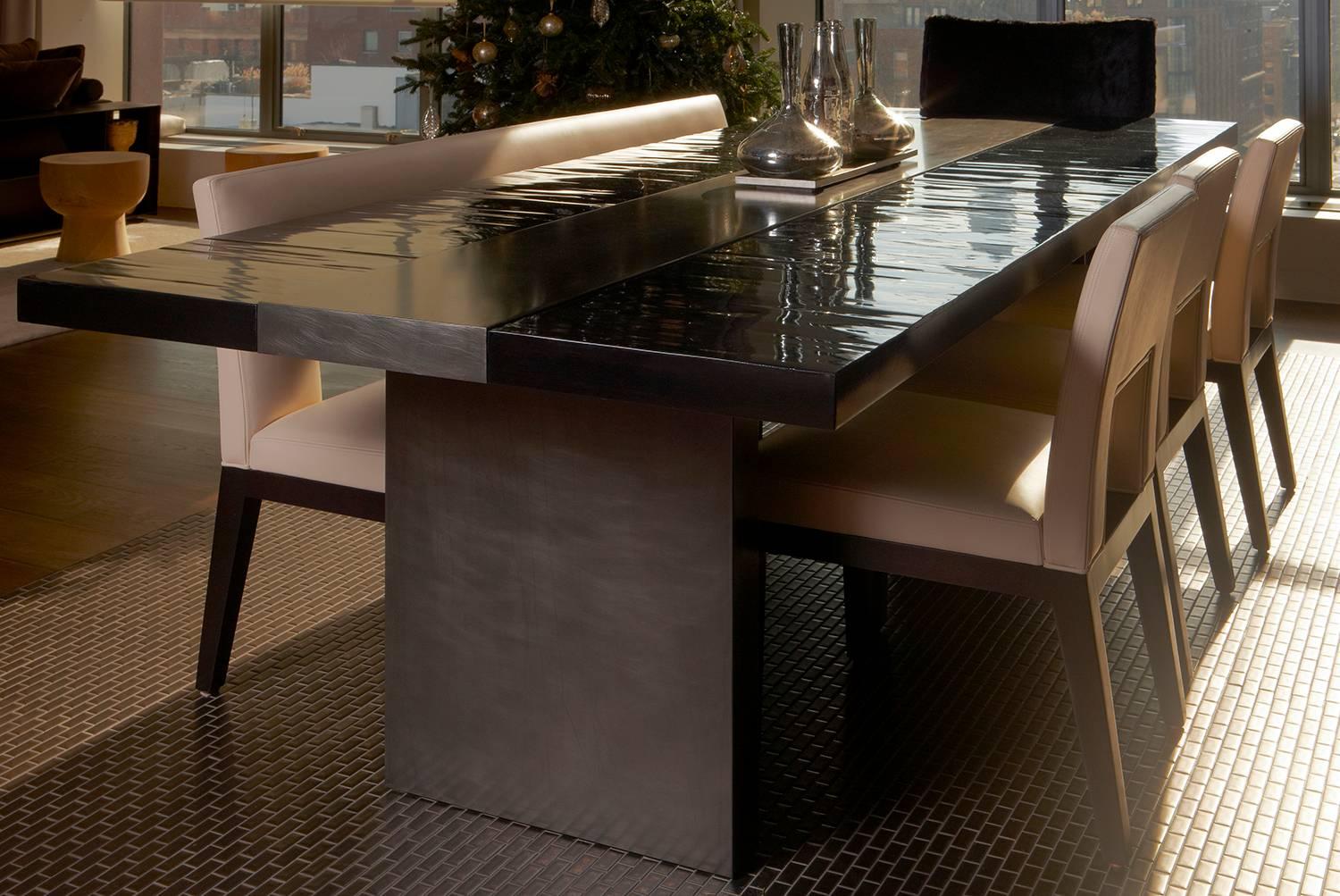 American Contemporary Malta Dining Table with Split Bamboo and Steel by Aguirre Design For Sale