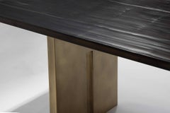 Contemporary Salome Dining Table with Split Bamboo and Brass by Aguirre Design