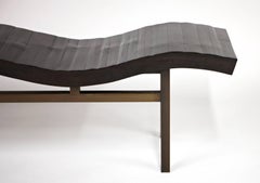 Elegant Bamboo Wave Bench with Split Bamboo and Brass Base by Aguirre Design