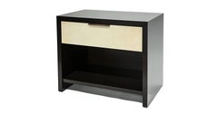 Elegant Maple and Parchment Nightstands with Brass Handles by Aguirre Design