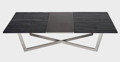 Madison Coffee Table, Polished Stainless Steel and Bamboo by Aguirre Design