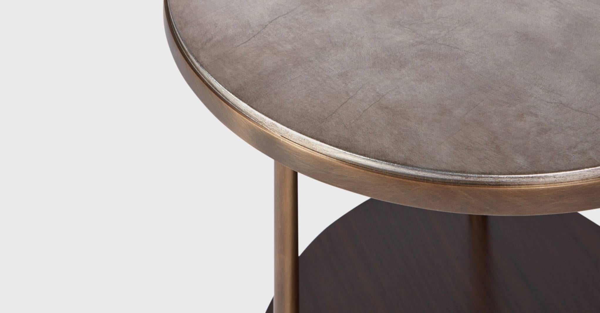 Organic Modern Osaka Side Table with Silver Leaf and Brass Legs by Aguirre Design For Sale