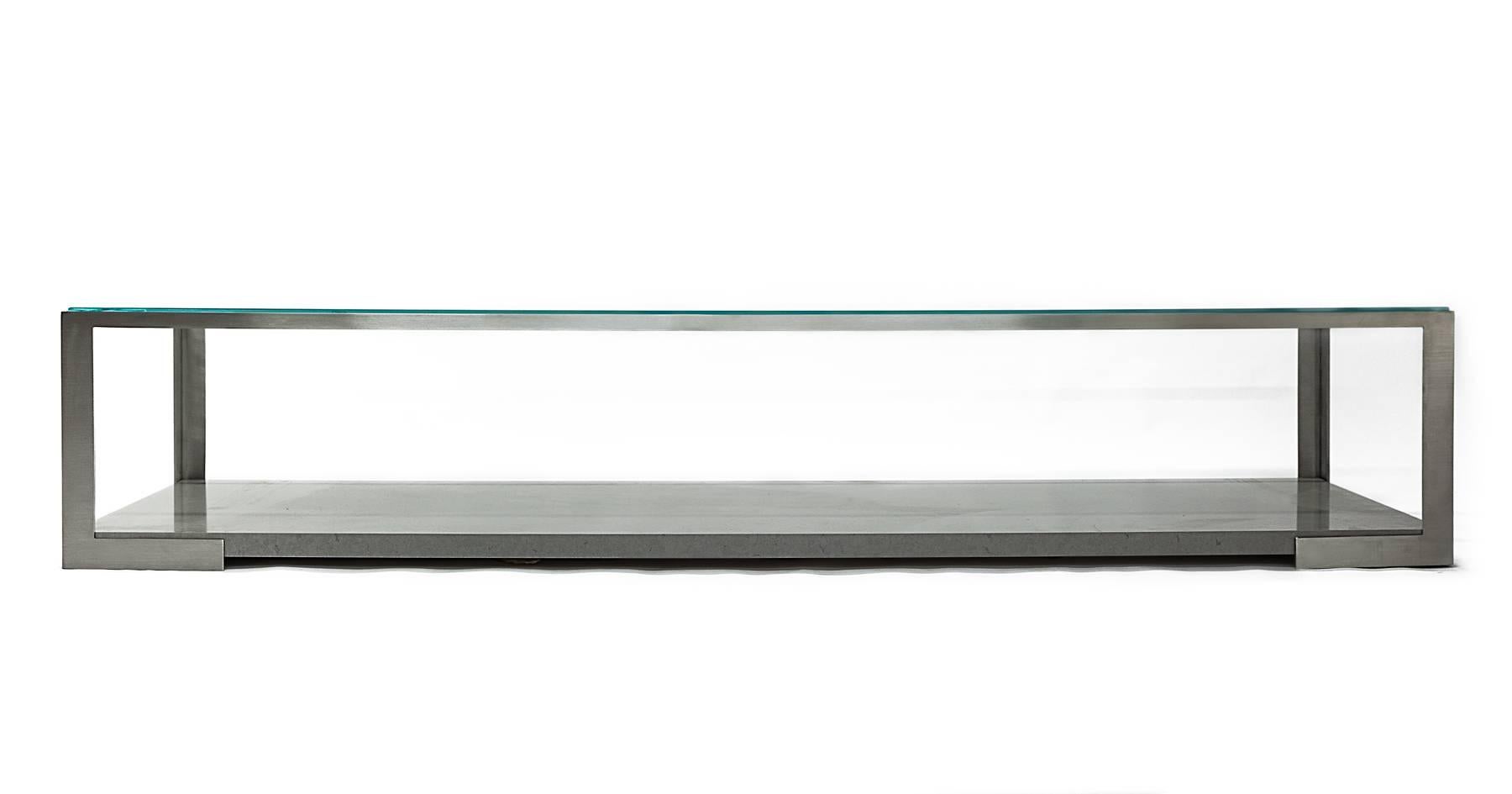 Modern Stainless Steel and Marble, Perry Coffee Table by Aguirre Design In New Condition For Sale In New York, NY