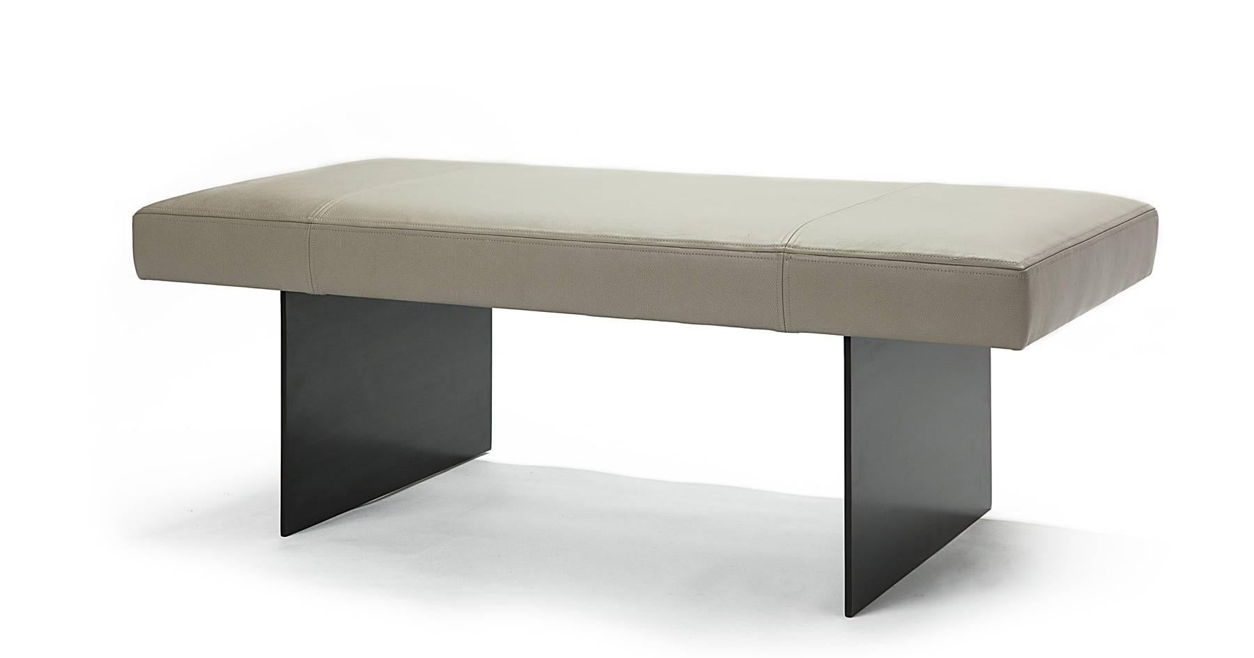 Modern Minimal Terra Bench Mixes Leather and Steel by Aguirre Design with COL or COM For Sale