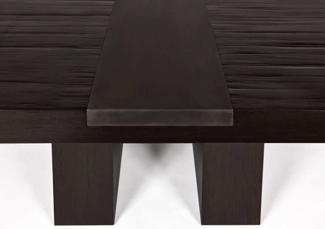 Modern Valentine Dining Table Contemporary Split Bamboo and Steel by Aguirre Design For Sale