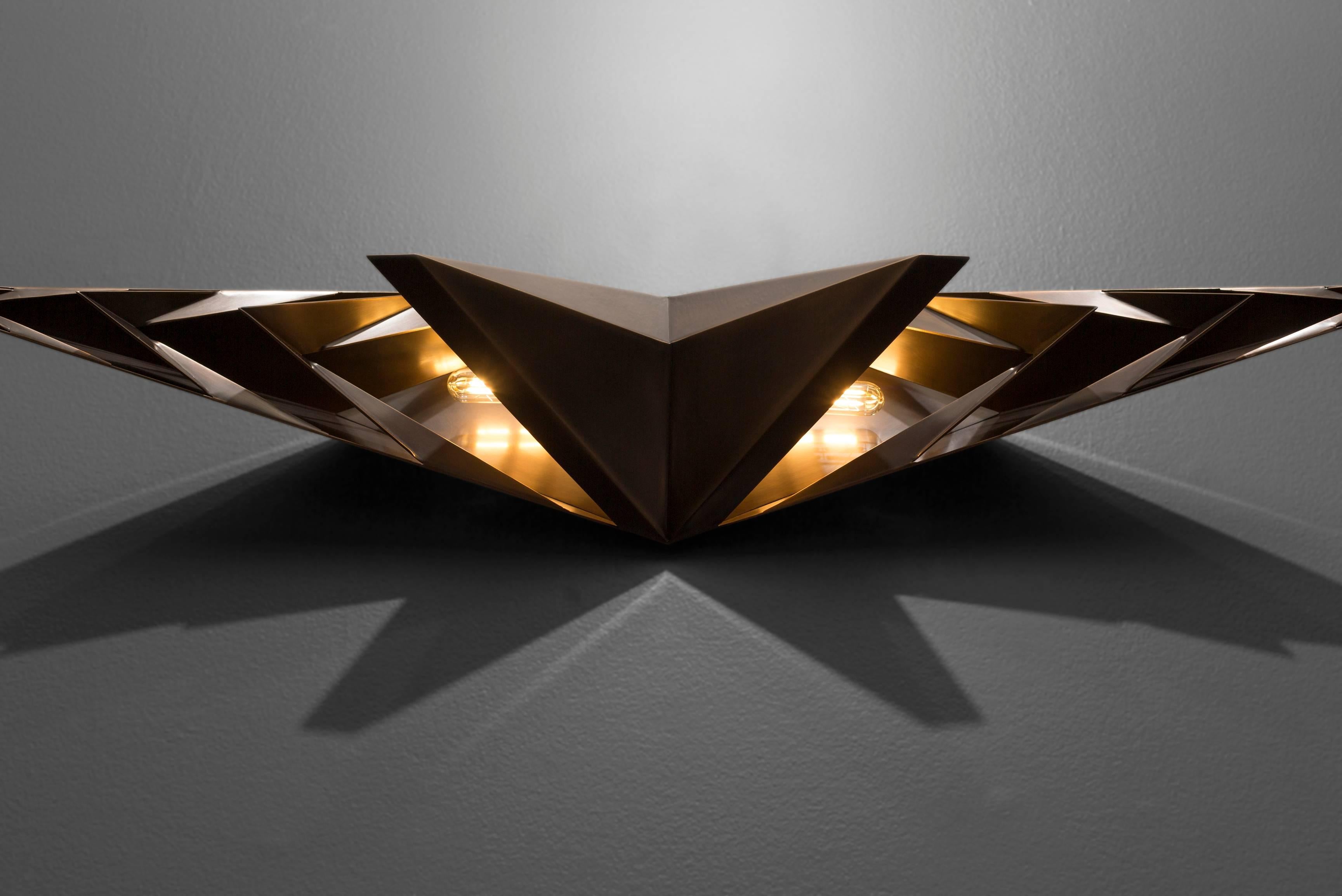 Modern Parenthetical Light, Bronze Wall Sconce Trio by Force/Collide