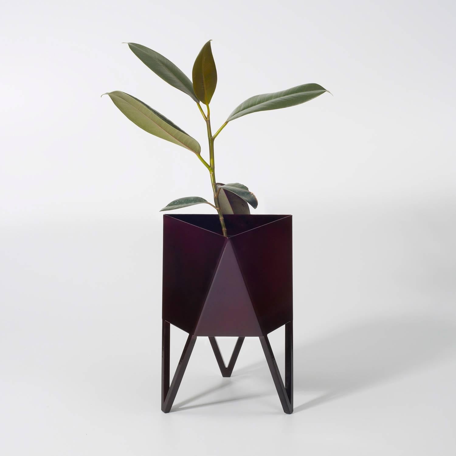 Contemporary Mini Deca Planter, Solar Rain Grey Powder Coated Steel, Force/Collide, 2017