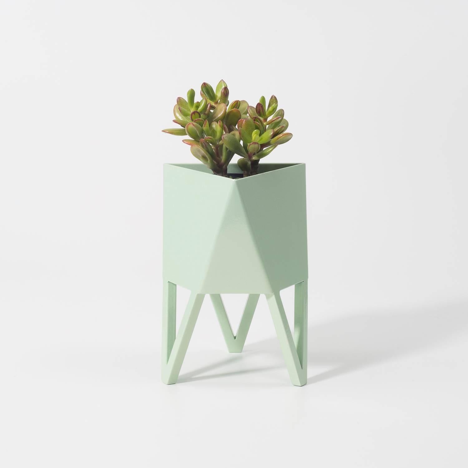 Contemporary Deca Planter in Living Coral Steel, Small, by Force/Collide