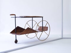 Carrinho de Chá Rosewood and Brass Tea Trolley by Jorge Zalszupin, Brazil, 1960s