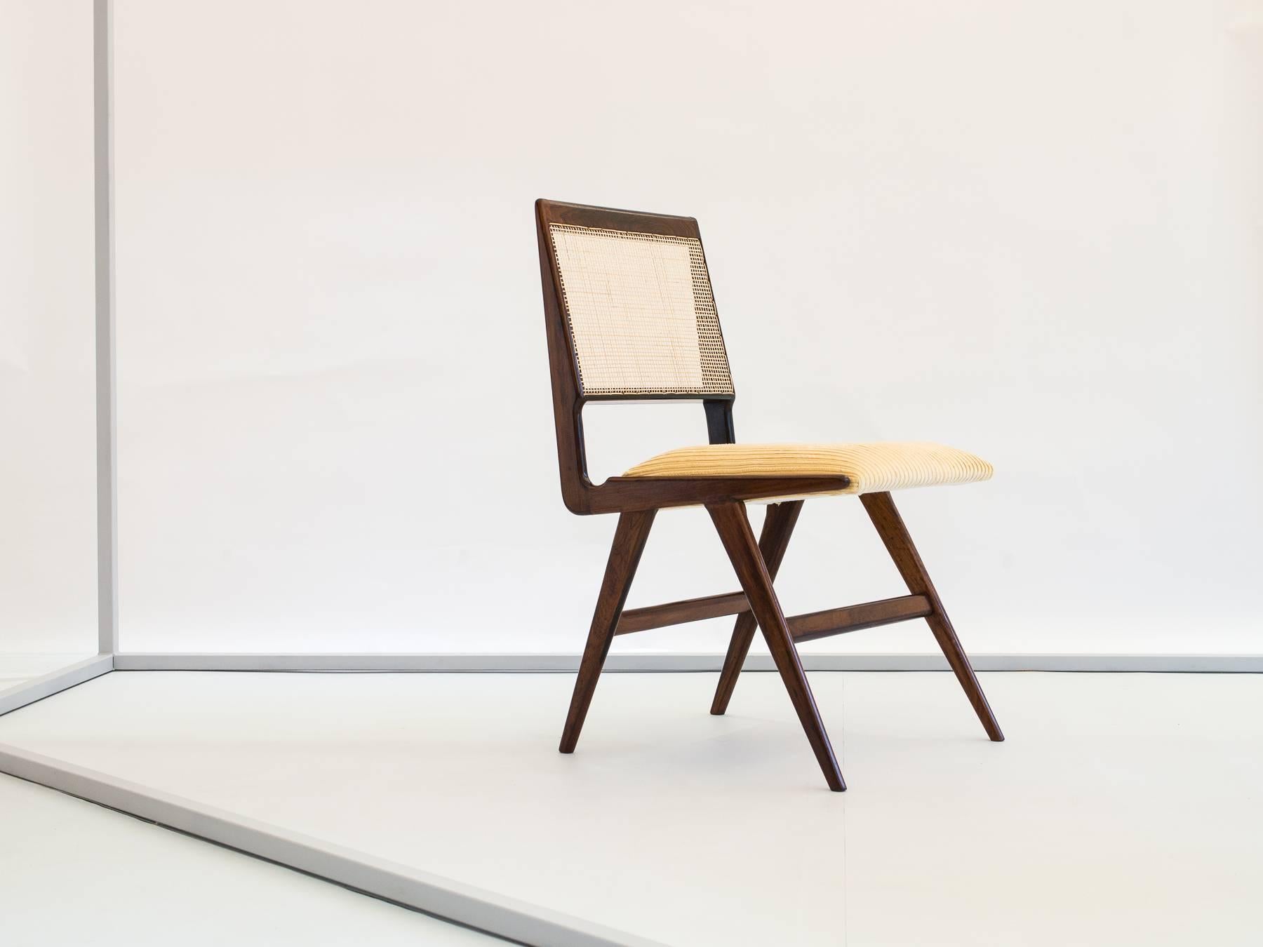 Martin Eisler & Carlo Hauner Chair in Brazilian Rosewood and Cane, Brazil, 1950s In Good Condition In Sao Paulo, SP