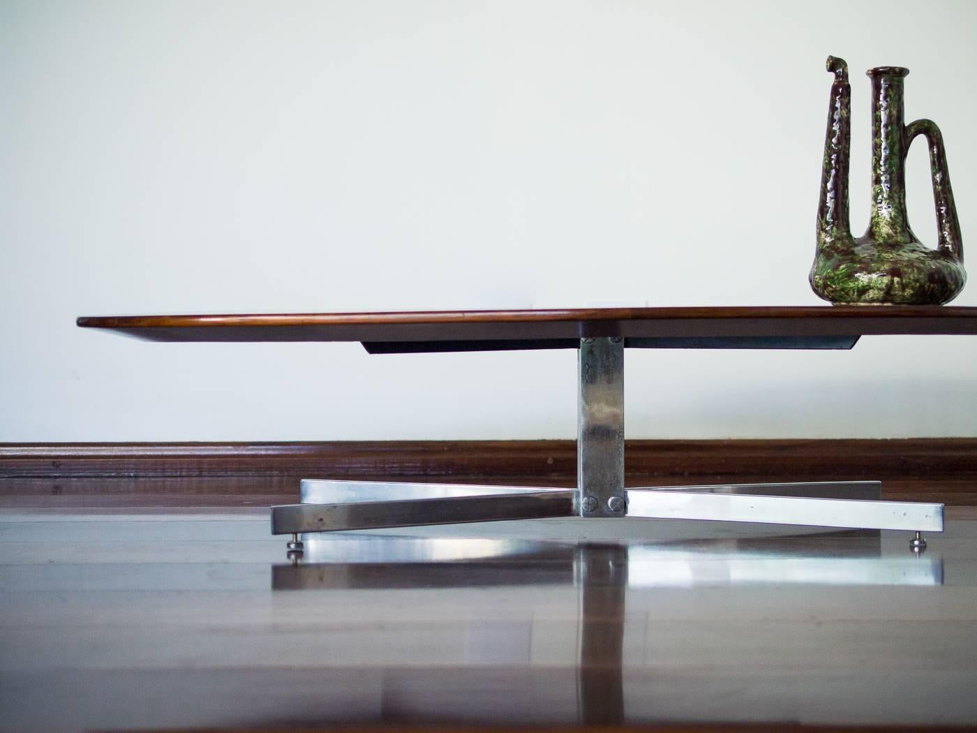20th Century  1960s Elliptical Coffee Table in Rosewood and Chrome by Jorge Zalszupin, Brazil