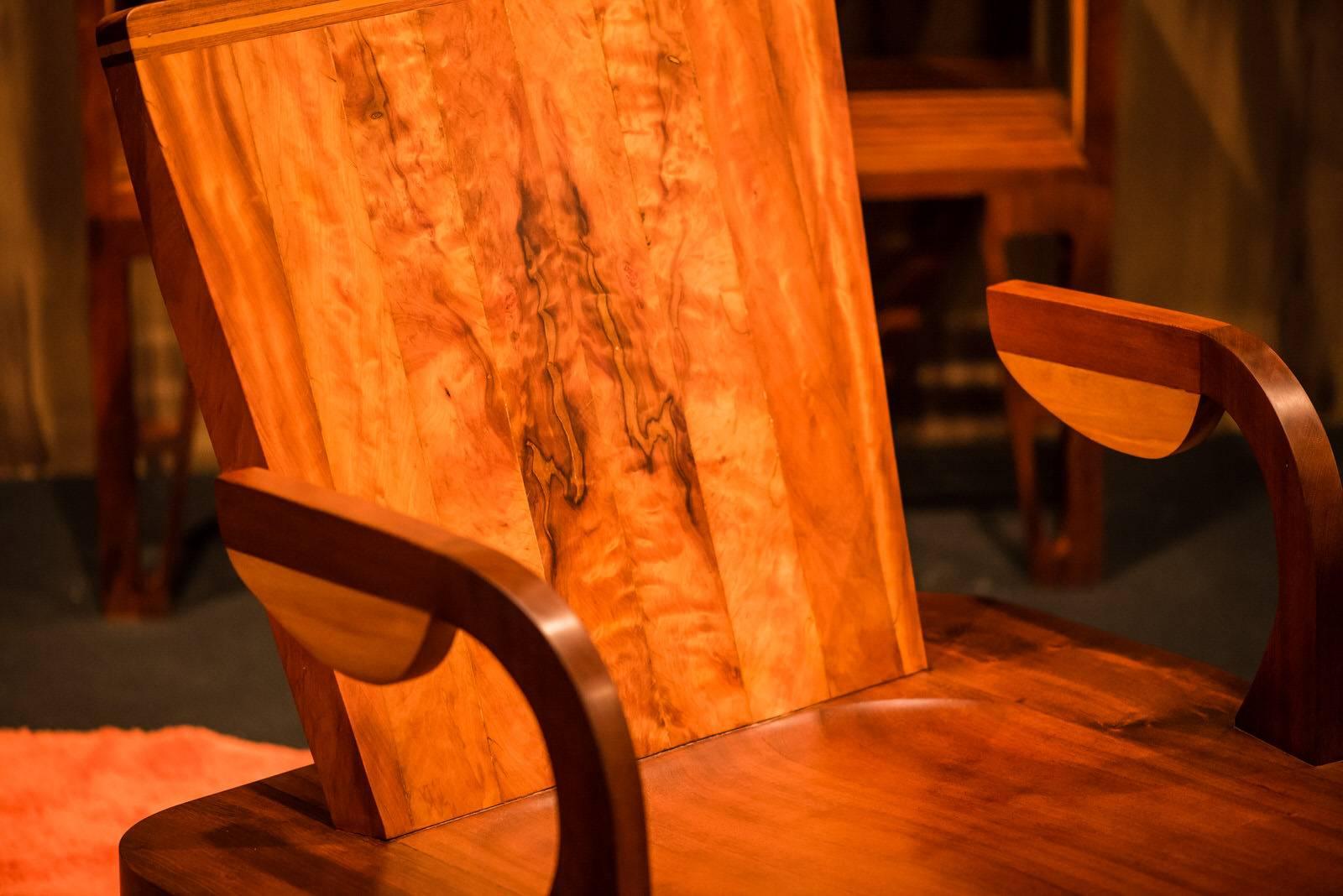 Woodwork Modern Armchair Handmade in Brazilian Hardwood the 'Arraia' by Deodato For Sale