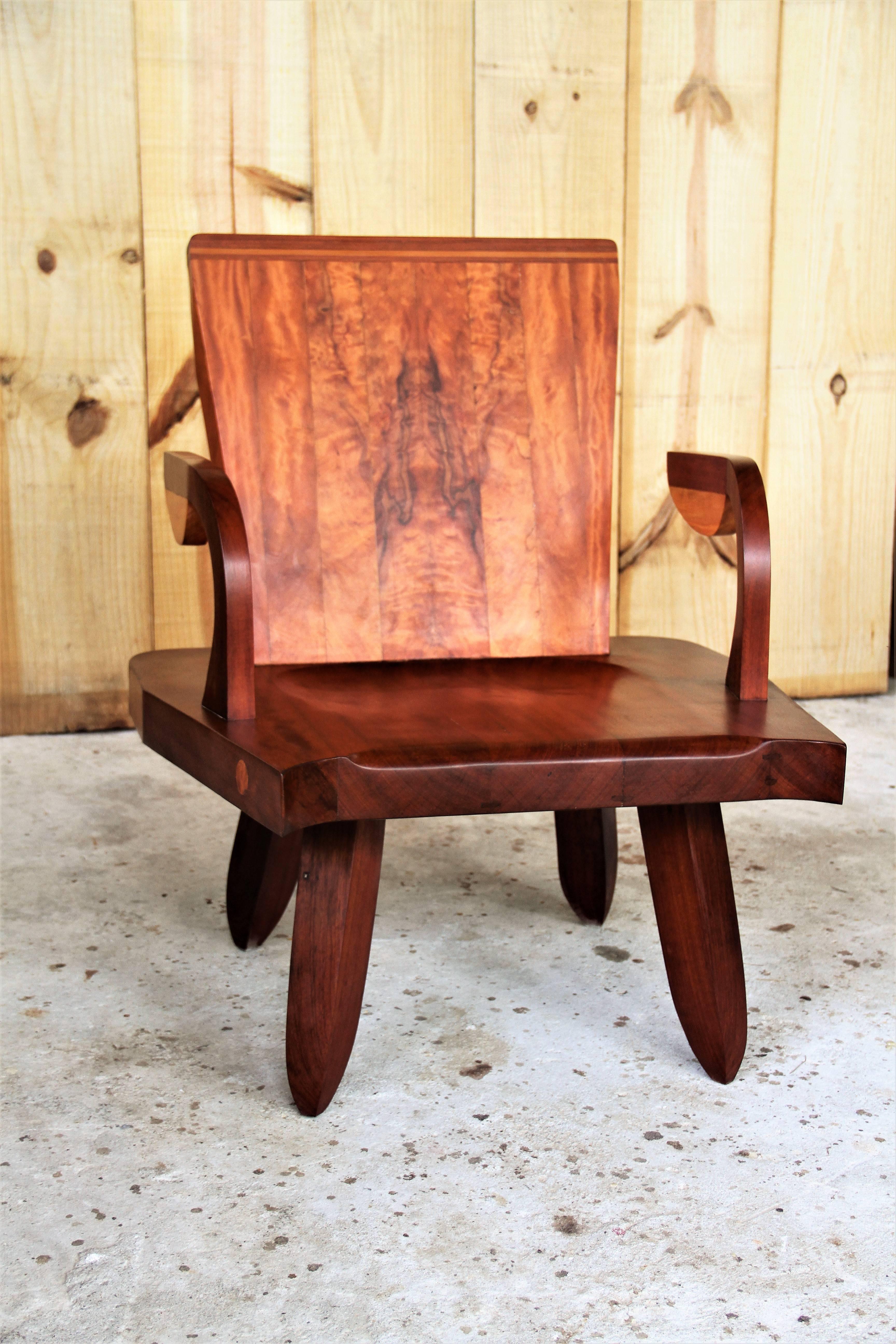 Modern Armchair Handmade in Brazilian Hardwood the 'Arraia' by Deodato For Sale 2