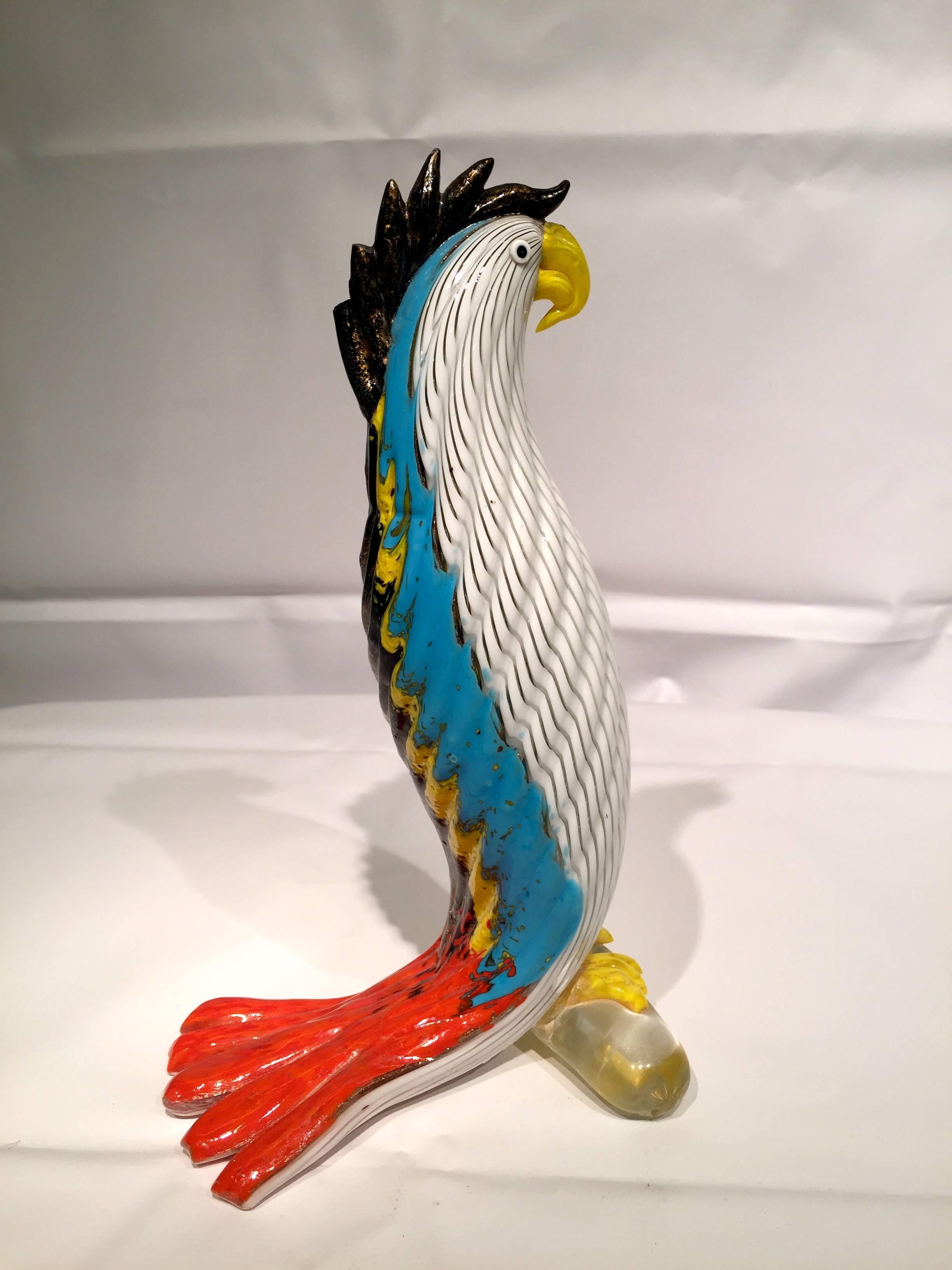 Dino Martens Murano Glass Sculpture of Cockatoo 
