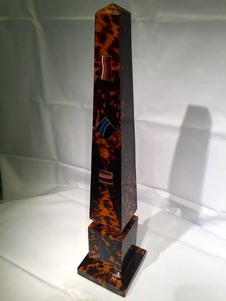 EMPIRE OBELISK in Tortoise Shell with Application of Semi-Precious ...