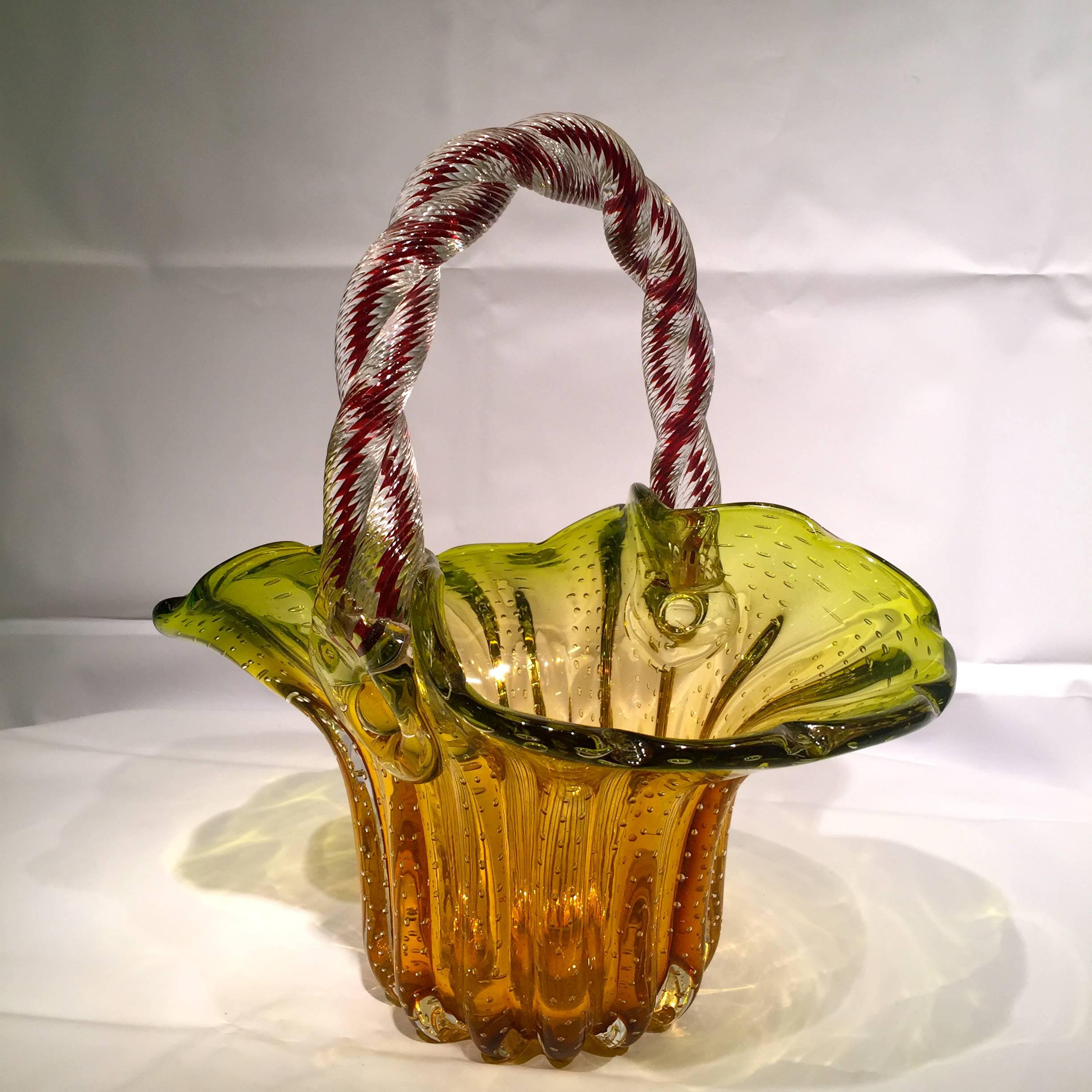 Mid-Century Modern BARBINI Large Murano Blown Artistic Glass with Applications For Sale