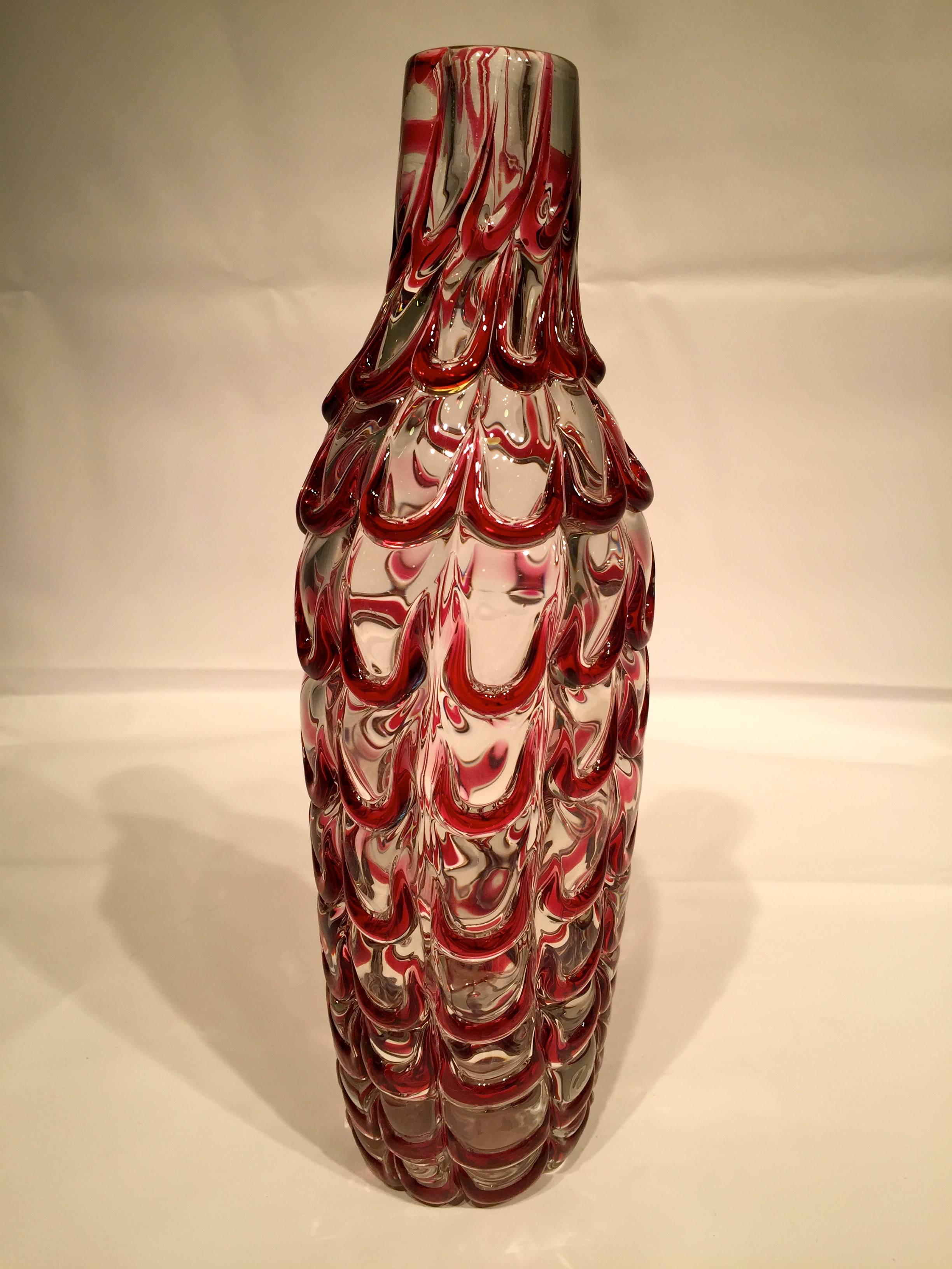 Mid-Century Modern DINO MARTENS  Rare Artistic Blown Glass Vase of Murano, circa 1950 For Sale
